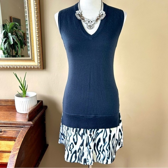 Equipment Portia Abstract Cheetah Dress Ink & Marshmallow Cashmere Silk Size S - Picture 2 of 16